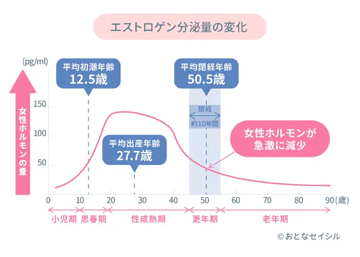 エストロゲンの分泌量の変化がわかるグラフ